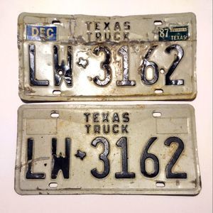 Vintage Matching License Plates Texas Truck 1987